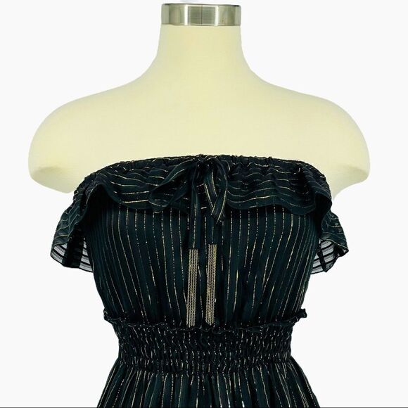 bebe Sheer Ruffle Strapless Dress - Picture 4 of 10